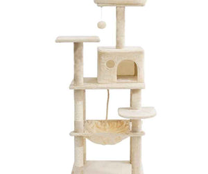 Classic Beige Suede Hammock Cat Tree