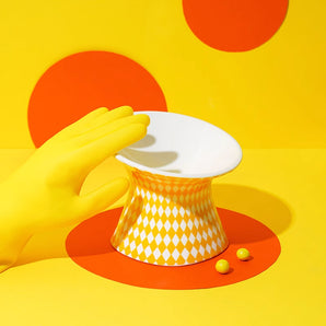 Yellow Geometry Ceramic Pet Bowl