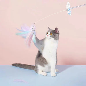 Unicorn Fairy Feather Bell Cat Teasing Stick