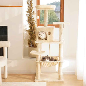 Classic Beige Suede Hammock Cat Tree
