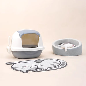 Grey Cat Non-Slip Cat Litter Mat