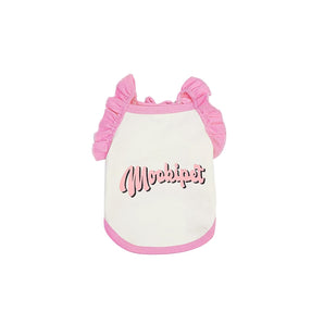 Pink Lace Flying Sleeve Sling Small Summer Pet Shirt