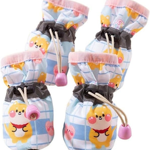Plush Drawstrings Reflective Cute Dog Shoes