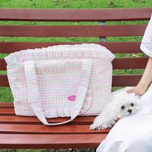 Pink Plaid Pet Travel Bag