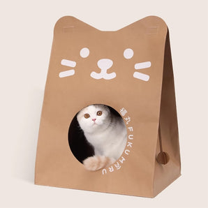 Kitty Kraft House & Scratch Pad - Corrugated Cardboard Cat Shelter and Claw Grinding Station