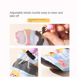 Plush Drawstrings Reflective Cute Dog Shoes