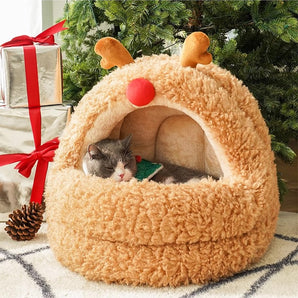 Reindeer Warm Igloo Cat Bed